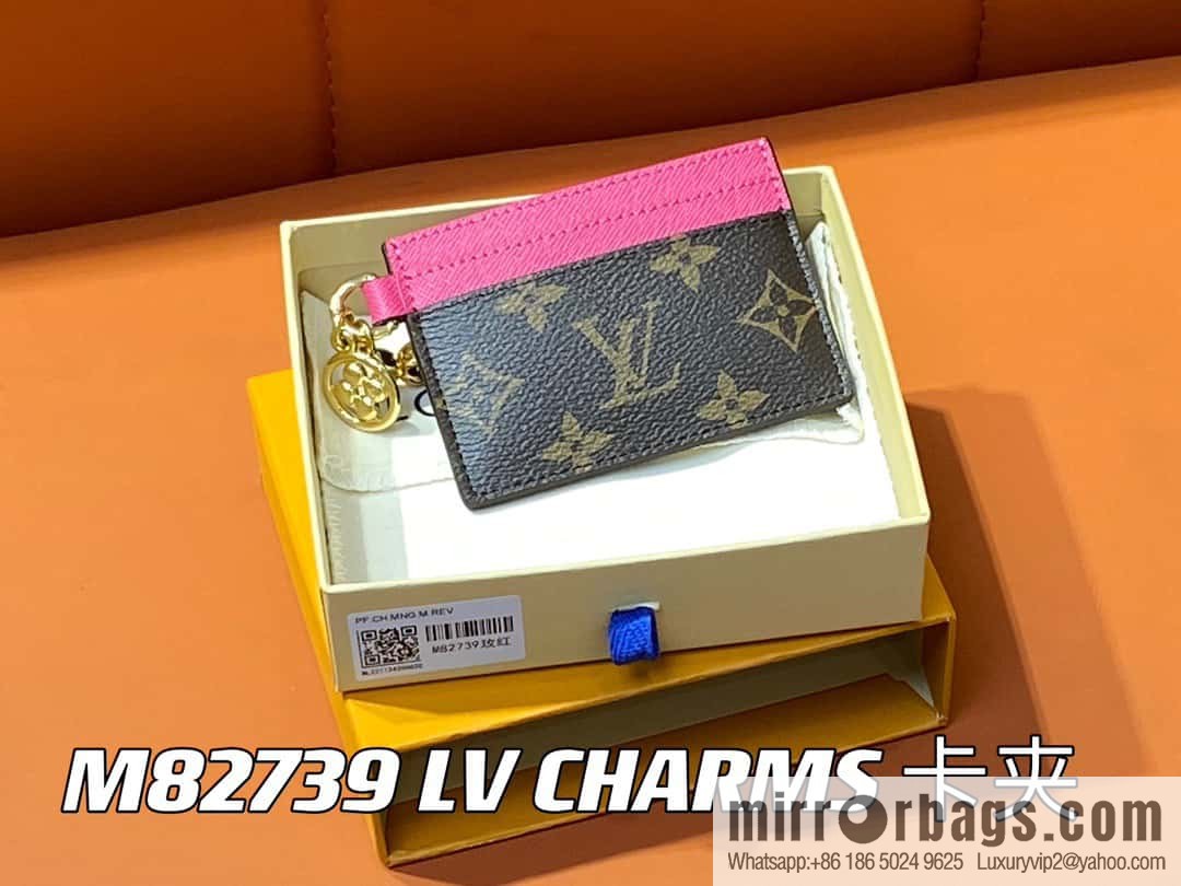 [Premium‑quality] M82739 monogram plum red card holder wallet series LV CHARMS card holder