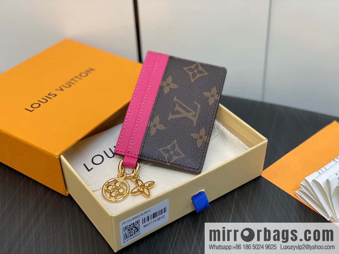 [Premium‑quality] M82739 monogram plum red card holder wallet series LV CHARMS card holder