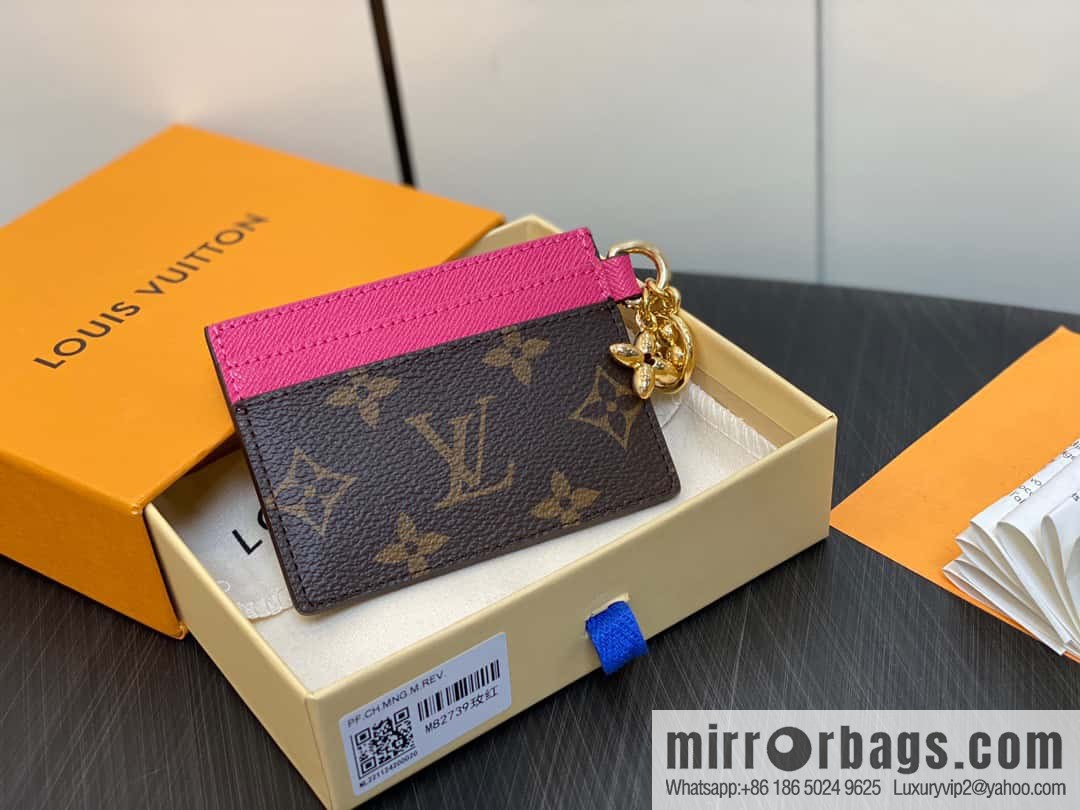 [Premium‑quality] M82739 monogram plum red card holder wallet series LV CHARMS card holder