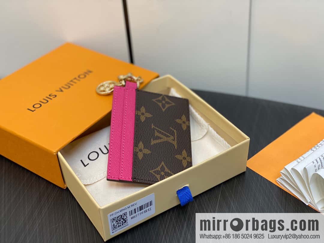 [Premium‑quality] M82739 monogram plum red card holder wallet series LV CHARMS card holder