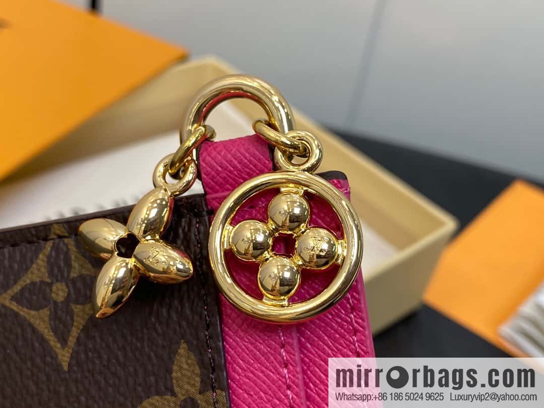[Premium‑quality] M82739 monogram plum red card holder wallet series LV CHARMS card holder