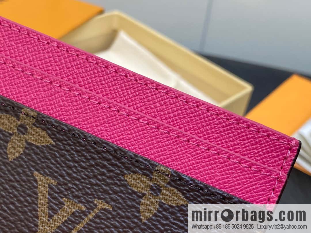 [Premium‑quality] M82739 monogram plum red card holder wallet series LV CHARMS card holder