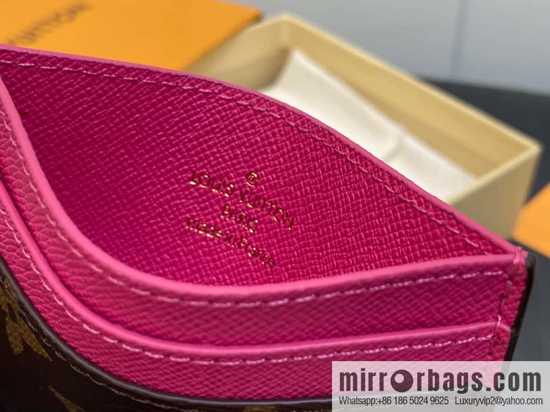 [Premium‑quality] M82739 monogram plum red card holder wallet series LV CHARMS card holder