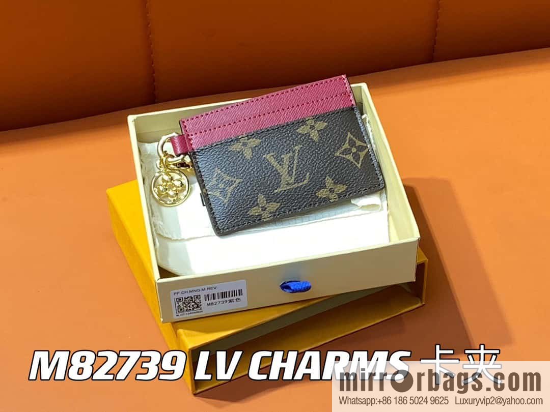 [Premium‑quality] M82739 monogram fuchsia card holder wallet series LV CHARMS card holder