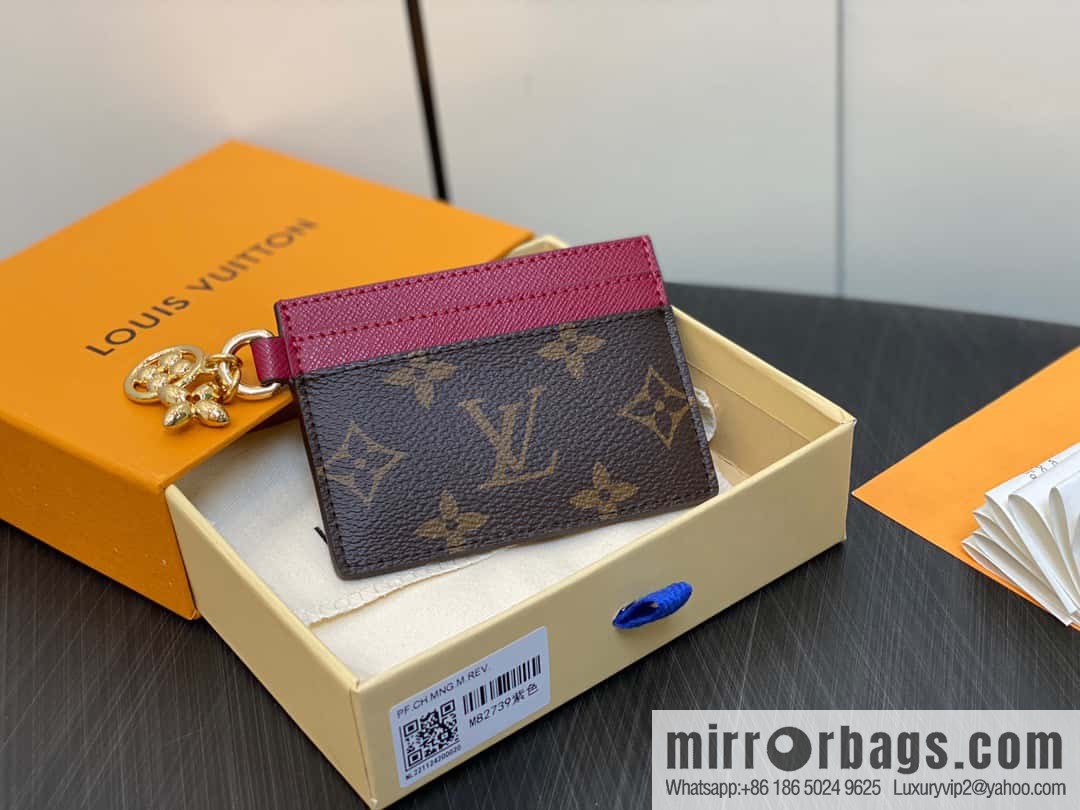[Premium‑quality] M82739 monogram fuchsia card holder wallet series LV CHARMS card holder
