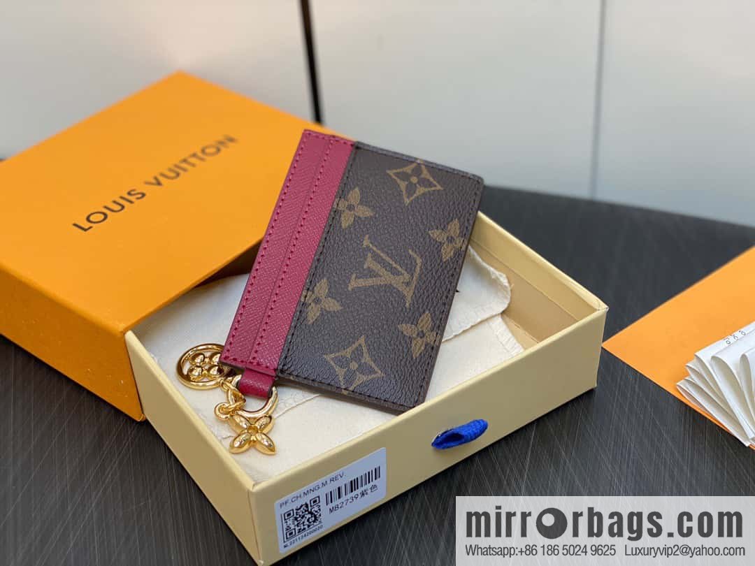 [Premium‑quality] M82739 monogram fuchsia card holder wallet series LV CHARMS card holder