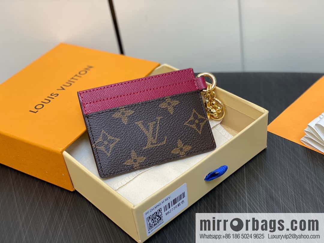 [Premium‑quality] M82739 monogram fuchsia card holder wallet series LV CHARMS card holder