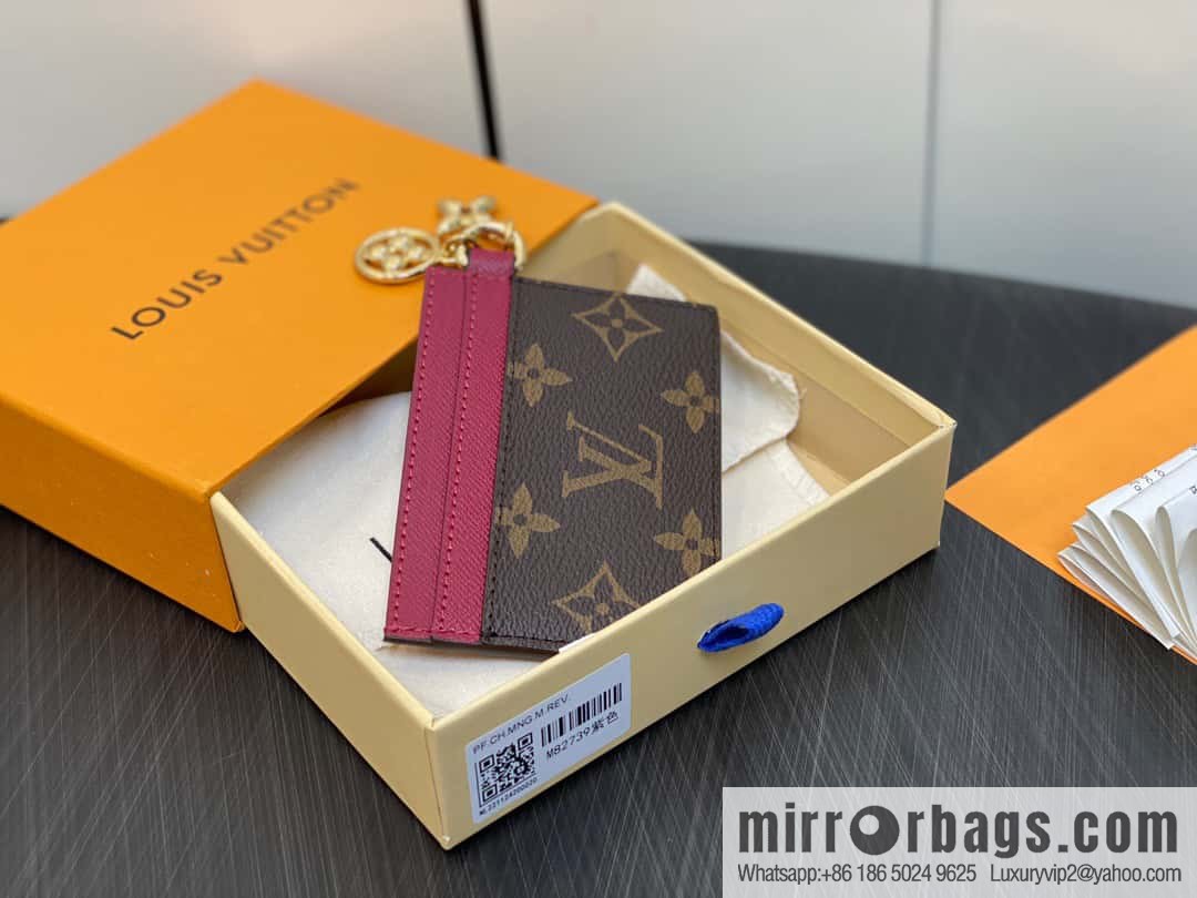 [Premium‑quality] M82739 monogram fuchsia card holder wallet series LV CHARMS card holder