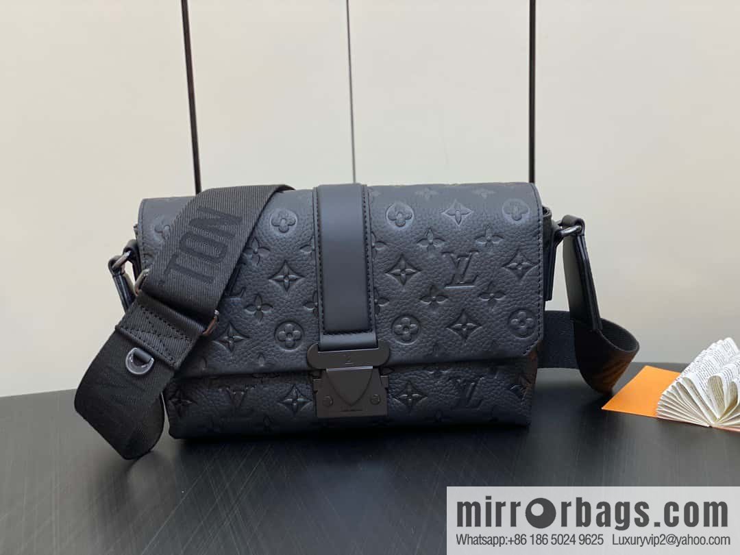 [Premium‑quality] M23471 black full leather men's bag messenger bag series S-Cape messenger bag