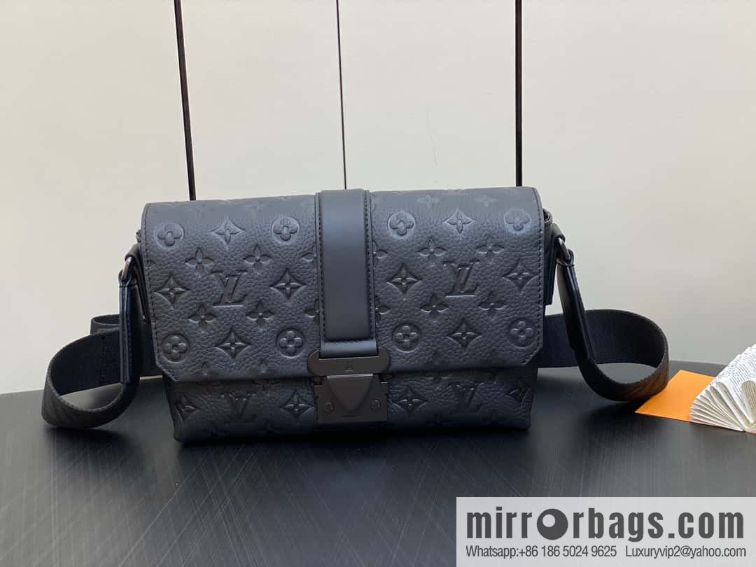 [Premium‑quality] M23471 black full leather men's bag messenger bag series S-Cape messenger bag