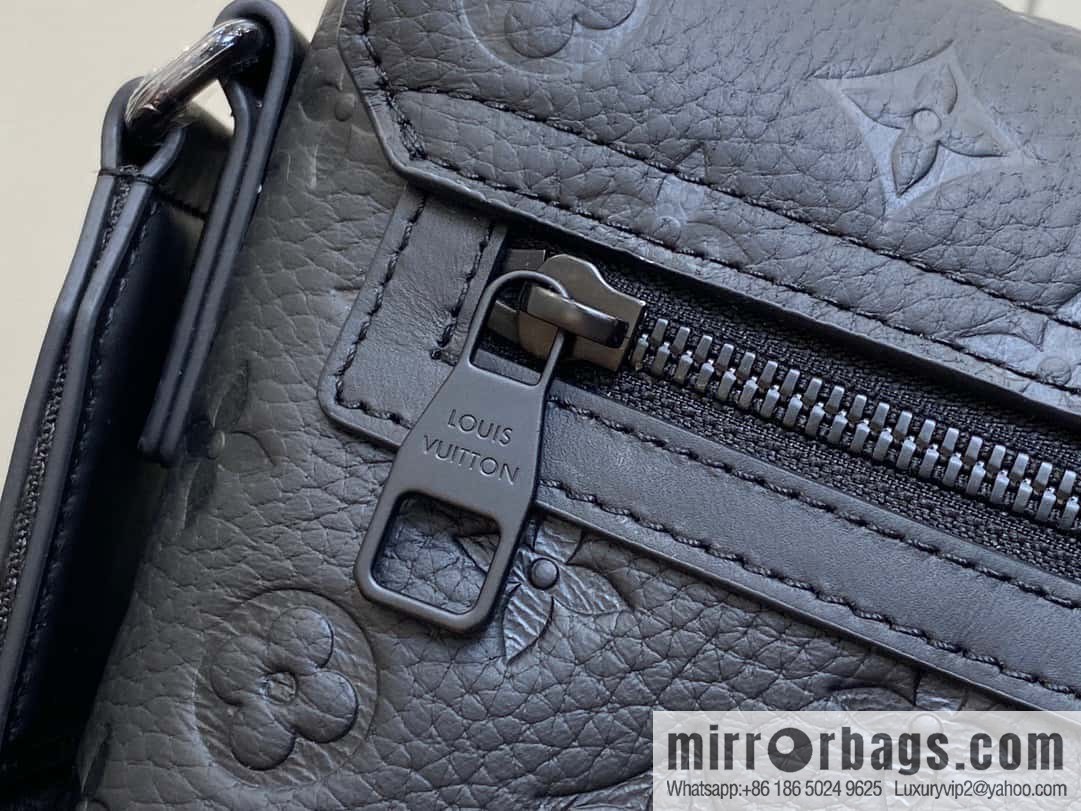 [Premium‑quality] M23471 black full leather men's bag messenger bag series S-Cape messenger bag