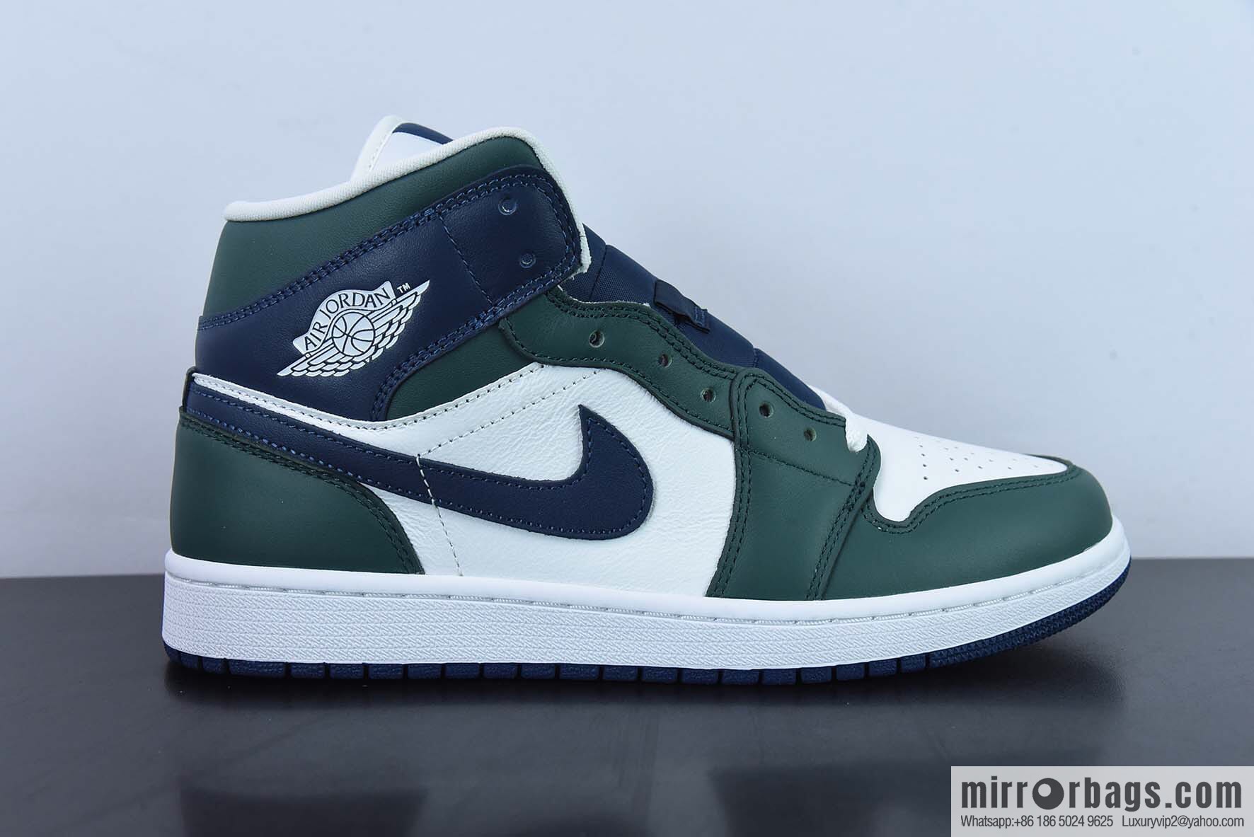 Nike Air Jordan 1 Mid AJ1 Joe 1 blue and green color matching, medium top basketball shoes, item number: DZ5326-300