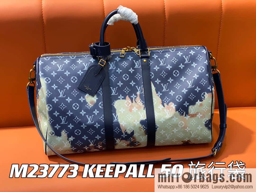 [Boutique‑grade] M23773 blue flame, men's bag pillow bag series KEEPALL 50 travel bag