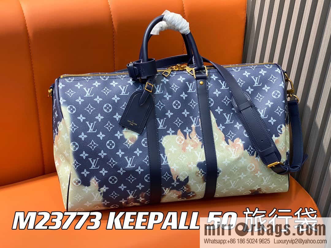 [Boutique‑grade] M23773 blue flame, men's bag pillow bag series KEEPALL 50 travel bag
