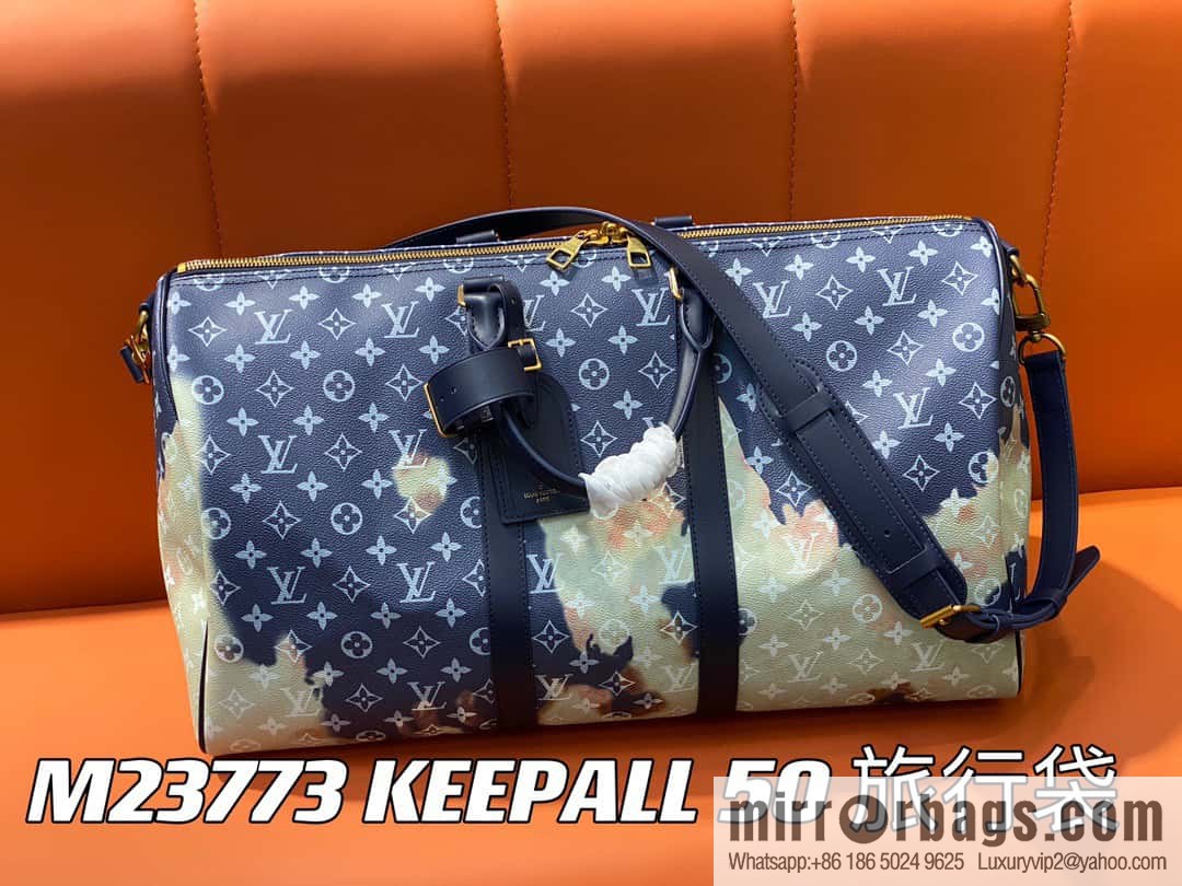 [Boutique‑grade] M23773 blue flame, men's bag pillow bag series KEEPALL 50 travel bag