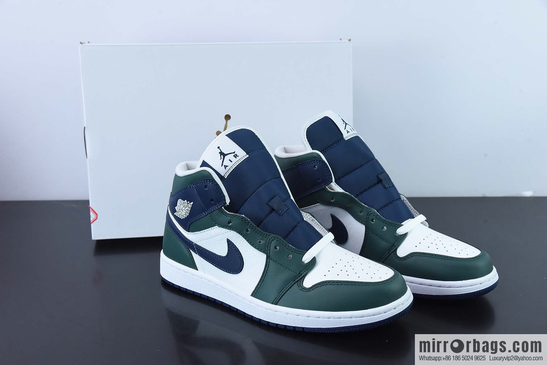 Nike Air Jordan 1 Mid AJ1 Joe 1 blue and green color matching, medium top basketball shoes, item number: DZ5326-300