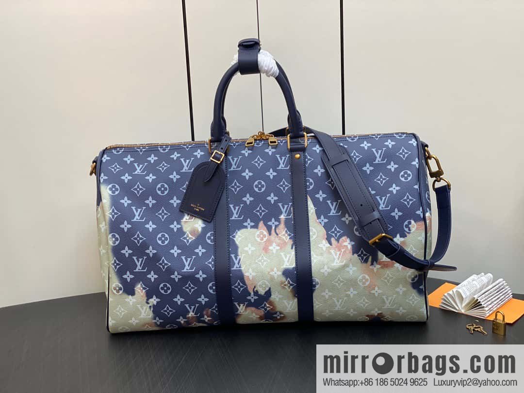 [Boutique‑grade] M23773 blue flame, men's bag pillow bag series KEEPALL 50 travel bag