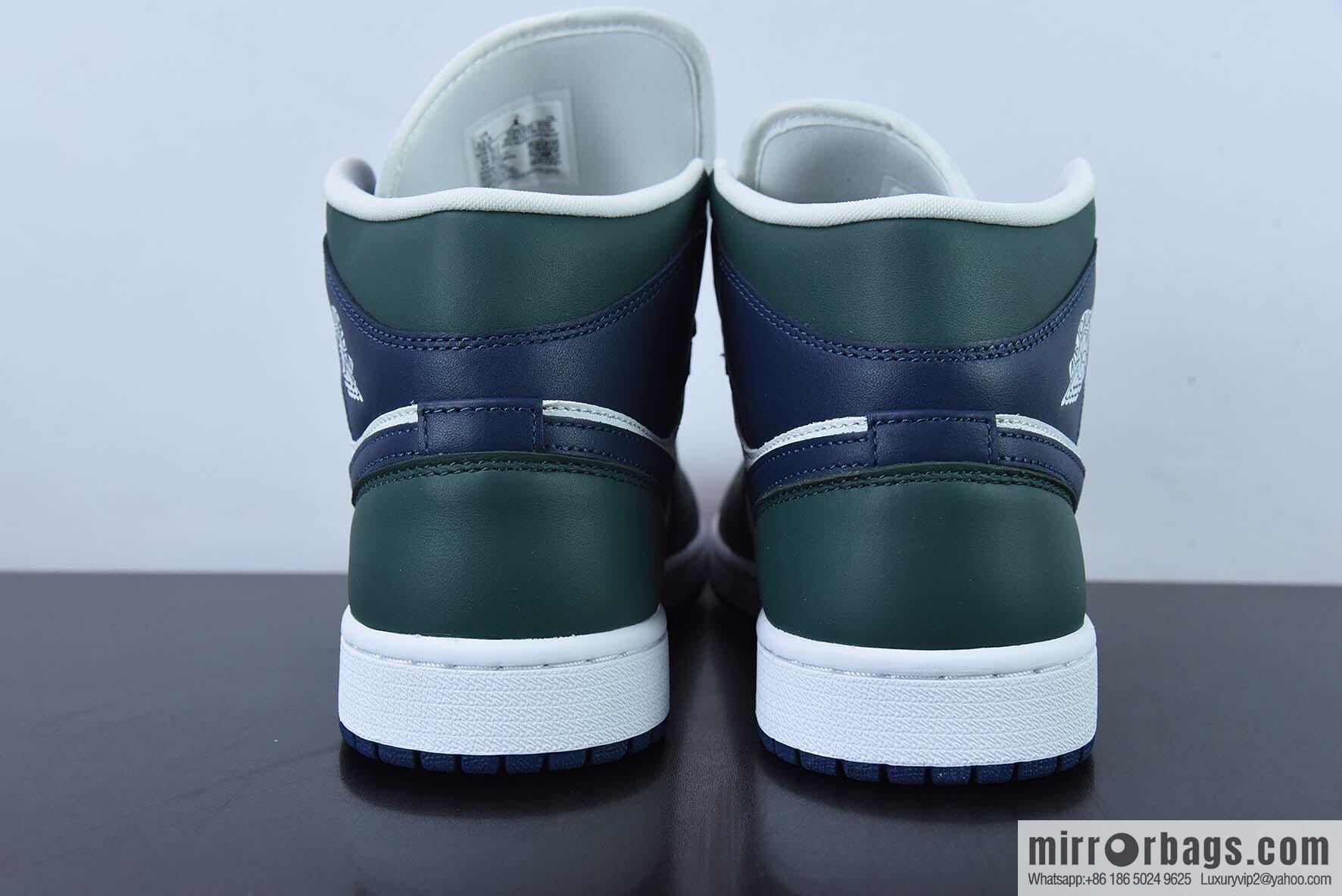 Nike Air Jordan 1 Mid AJ1 Joe 1 blue and green color matching, medium top basketball shoes, item number: DZ5326-300