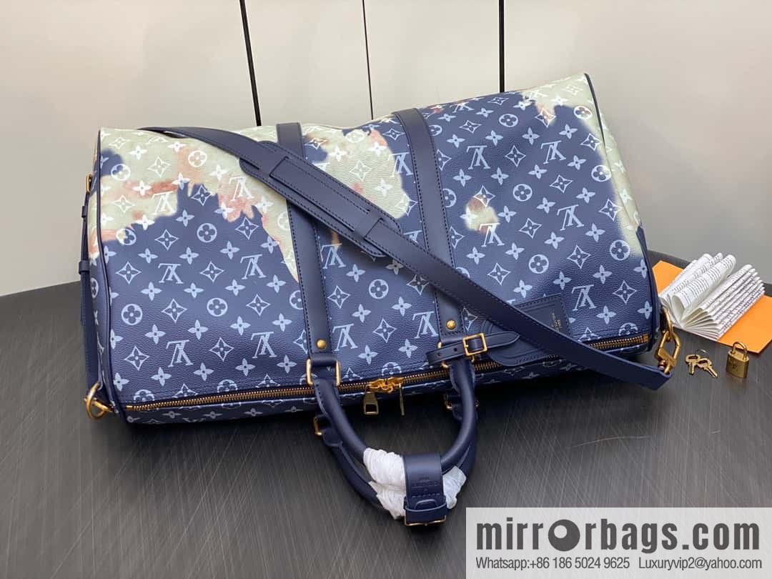[Boutique‑grade] M23773 blue flame, men's bag pillow bag series KEEPALL 50 travel bag