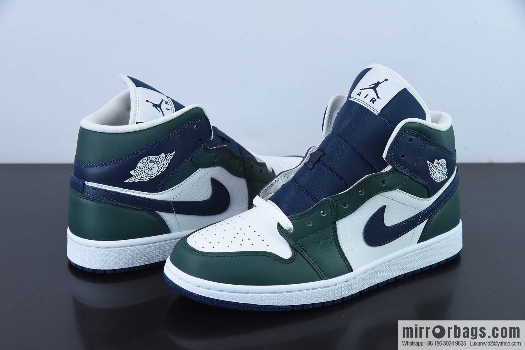 Nike Air Jordan 1 Mid AJ1 Joe 1 blue and green color matching, medium top basketball shoes, item number: DZ5326-300