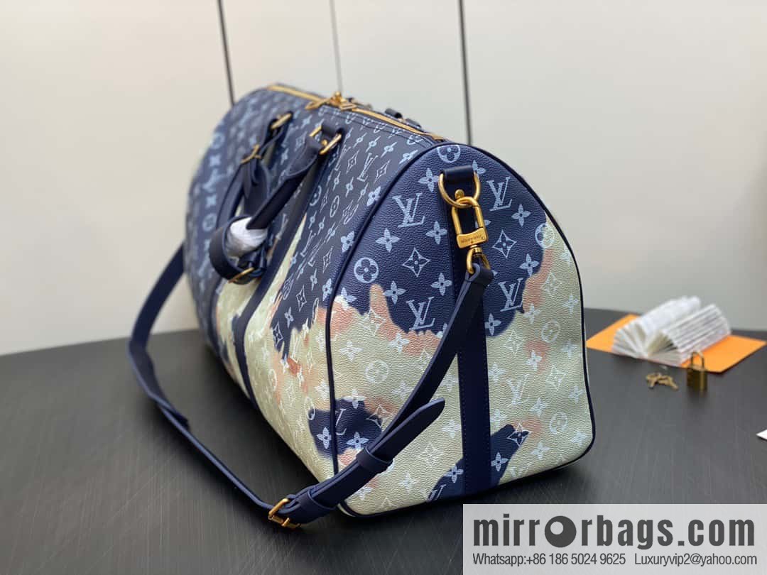 [Boutique‑grade] M23773 blue flame, men's bag pillow bag series KEEPALL 50 travel bag