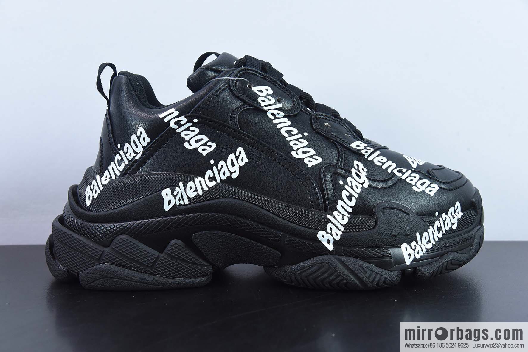 Balenciaga Triple S black and white large letter bullet comment Unisex same sports dad shoes