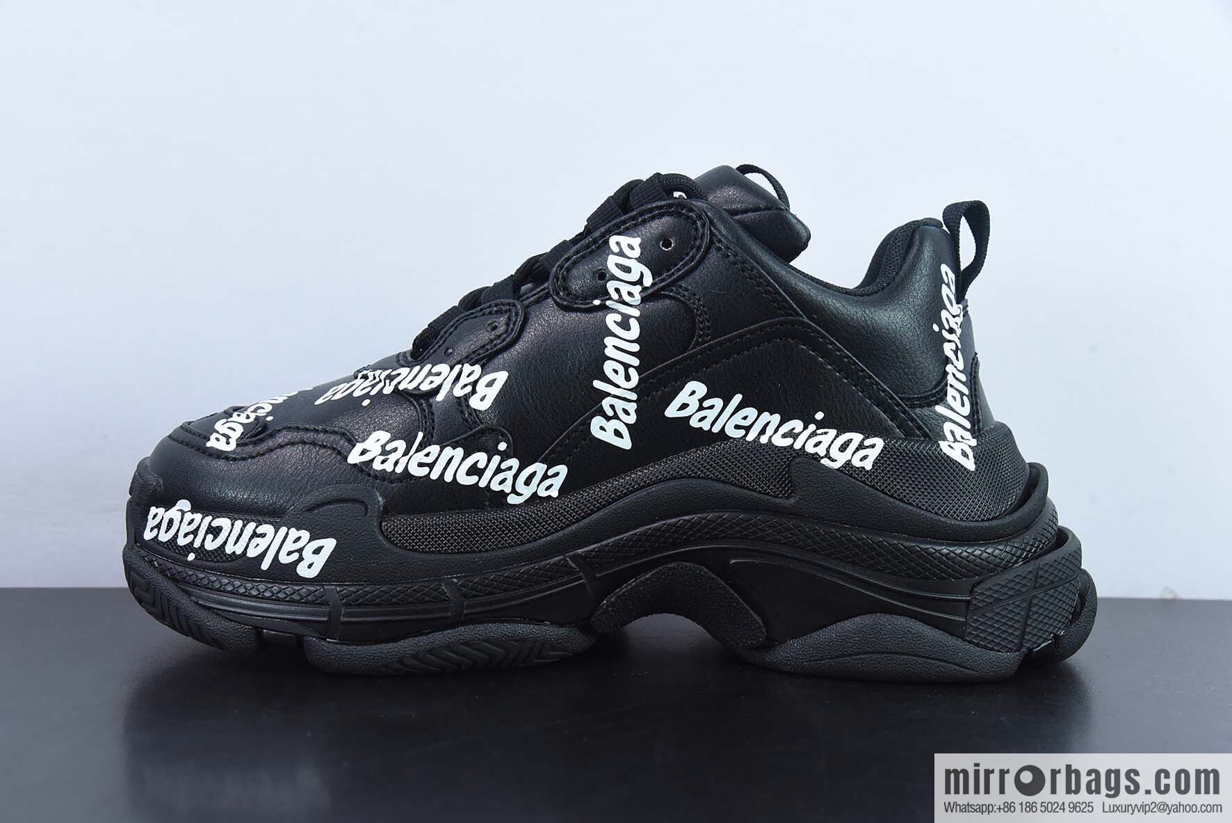 Balenciaga Triple S black and white large letter bullet comment Unisex same sports dad shoes