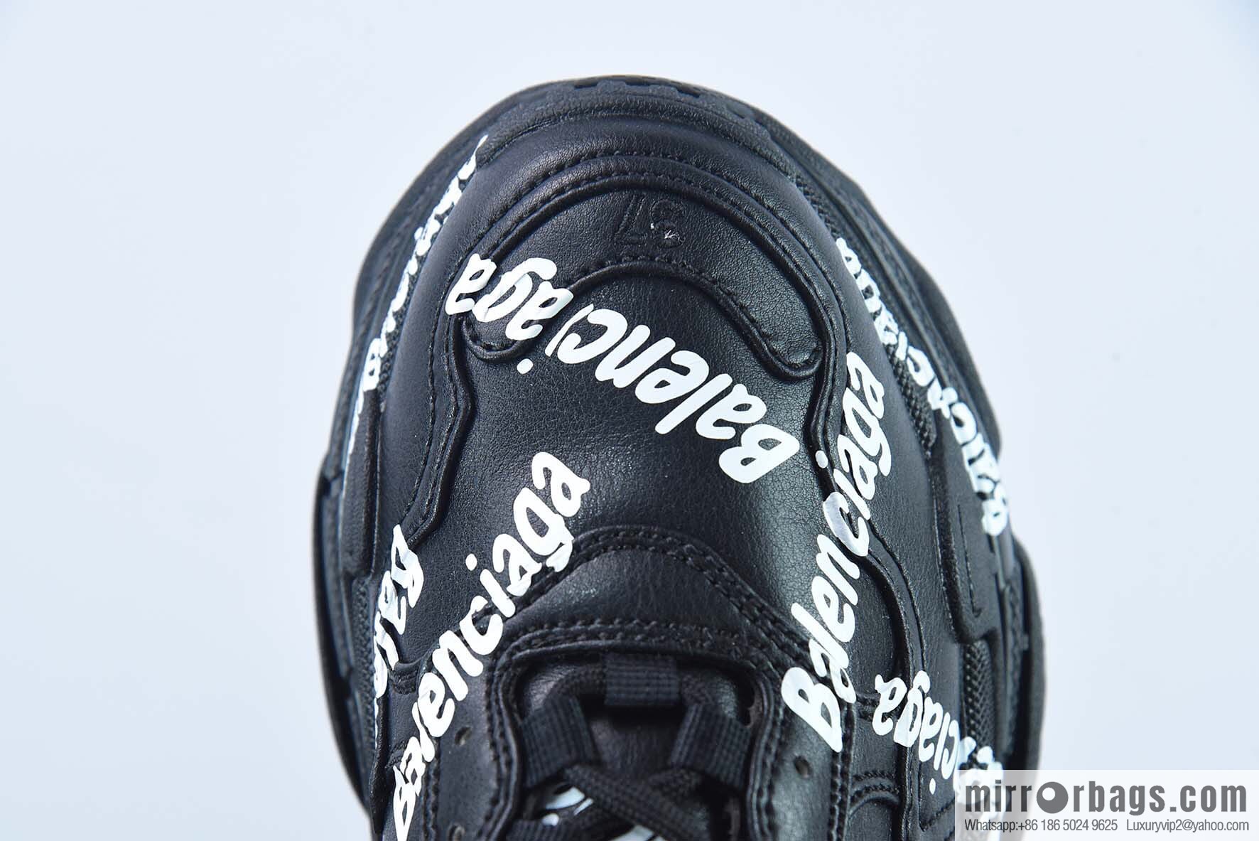 Balenciaga Triple S black and white large letter bullet comment Unisex same sports dad shoes
