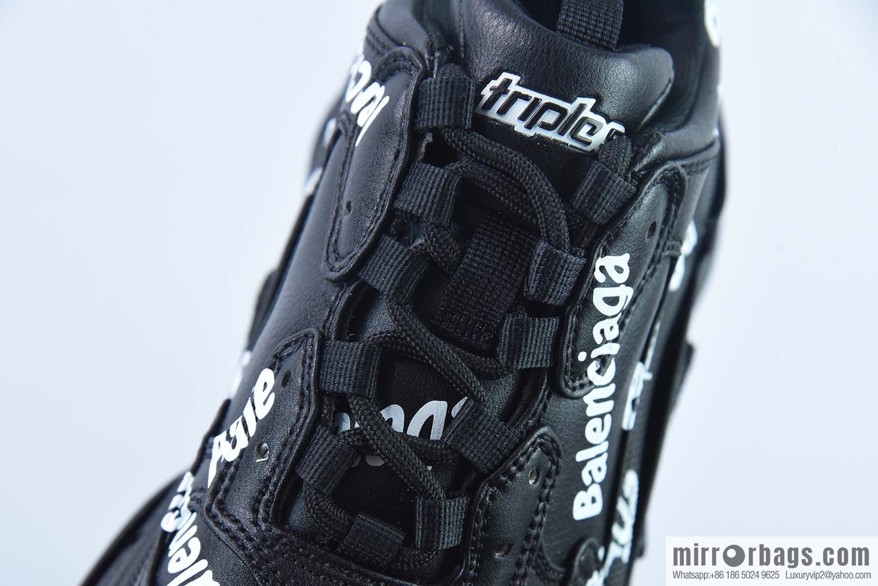 Balenciaga Triple S black and white large letter bullet comment Unisex same sports dad shoes