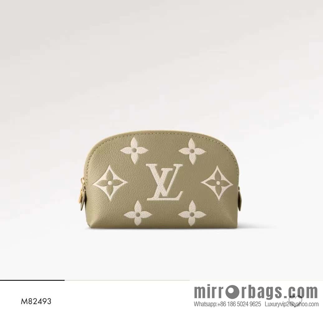 [Premium‑quality] M82493 grass green silk screen, full leather pouch clutch bag series By The Pool pouch