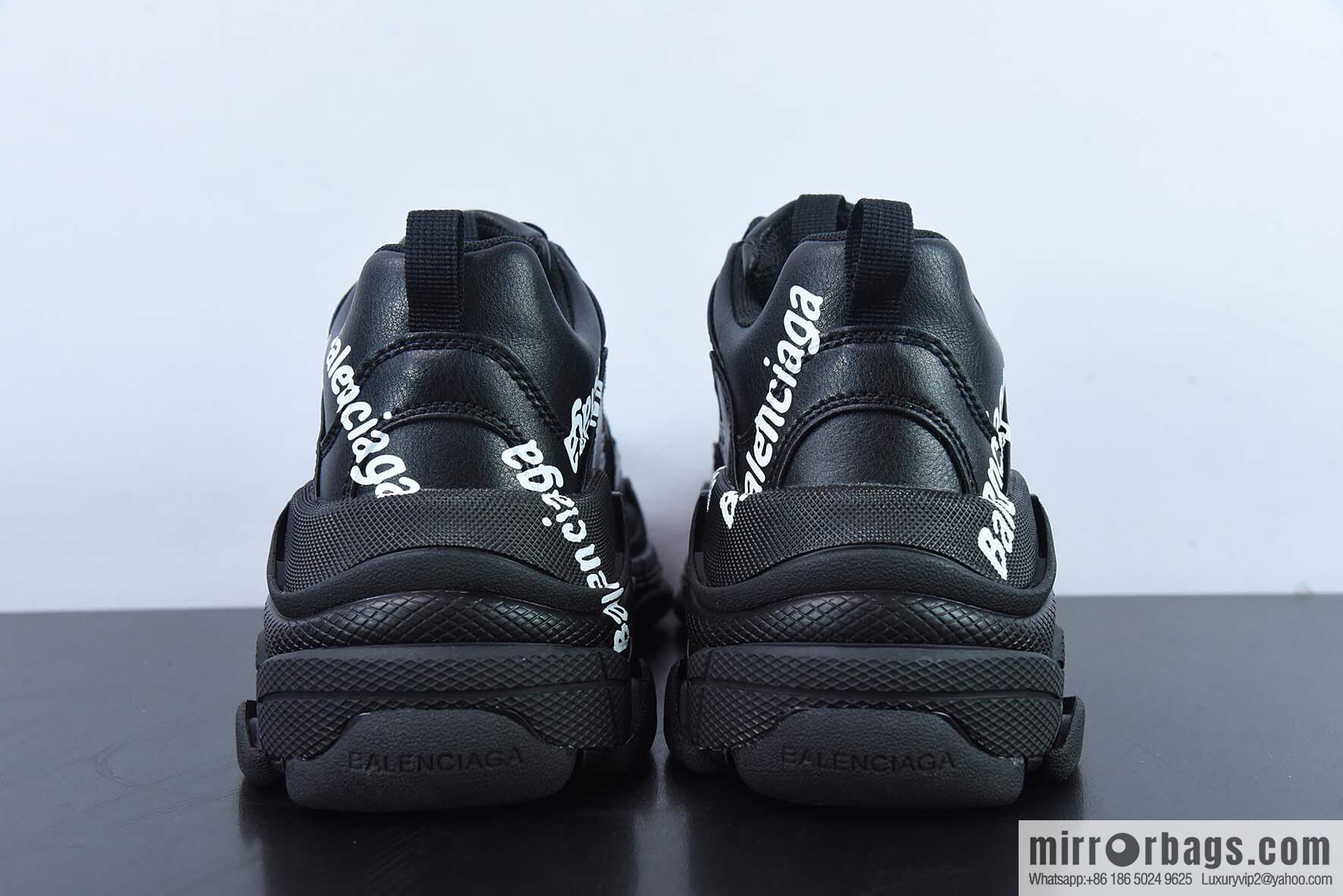 Balenciaga Triple S black and white large letter bullet comment Unisex same sports dad shoes