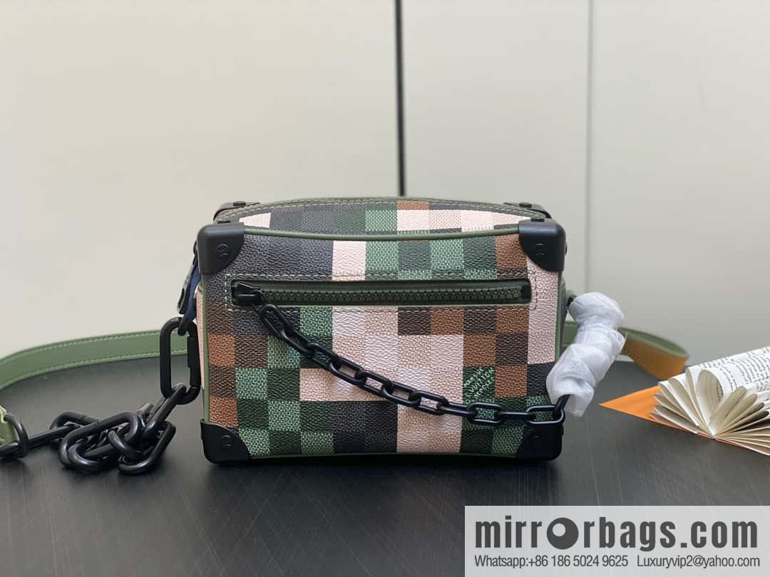 [Boutique‑grade] M24581 camouflage plaid men's bag box bag series Virgil Abloh 2024 early spring Mini SOFT TRUNK chain bag, M44735