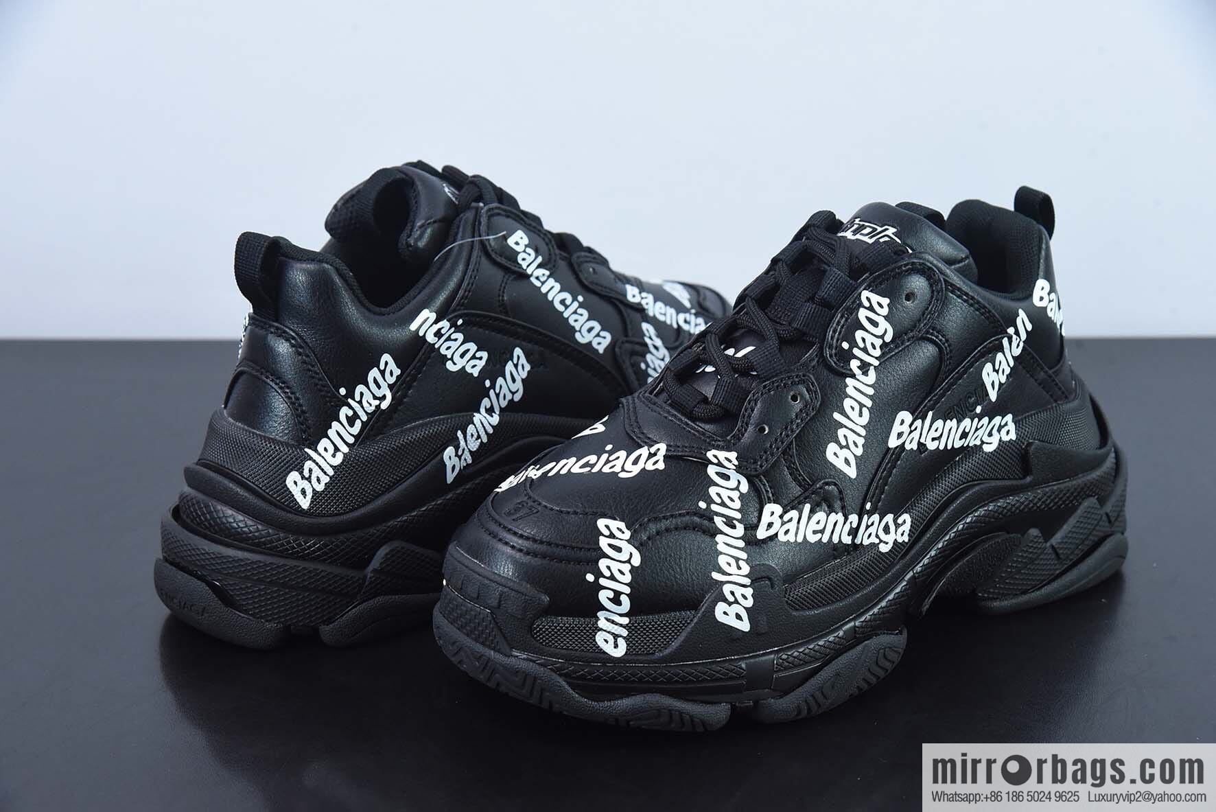 Balenciaga Triple S black and white large letter bullet comment Unisex same sports dad shoes