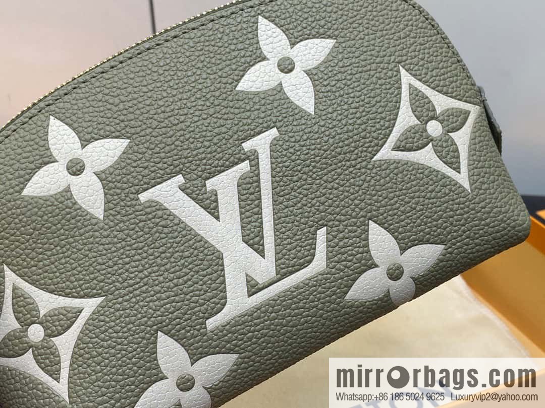 [Premium‑quality] M82493 grass green silk screen, full leather pouch clutch bag series By The Pool pouch