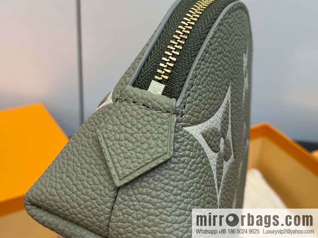 [Premium‑quality] M82493 grass green silk screen, full leather pouch clutch bag series By The Pool pouch
