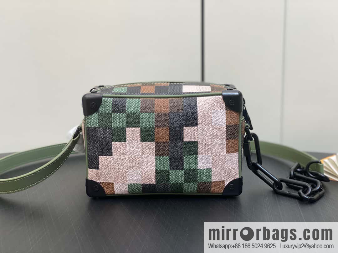 [Boutique‑grade] M24581 camouflage plaid men's bag box bag series Virgil Abloh 2024 early spring Mini SOFT TRUNK chain bag, M44735