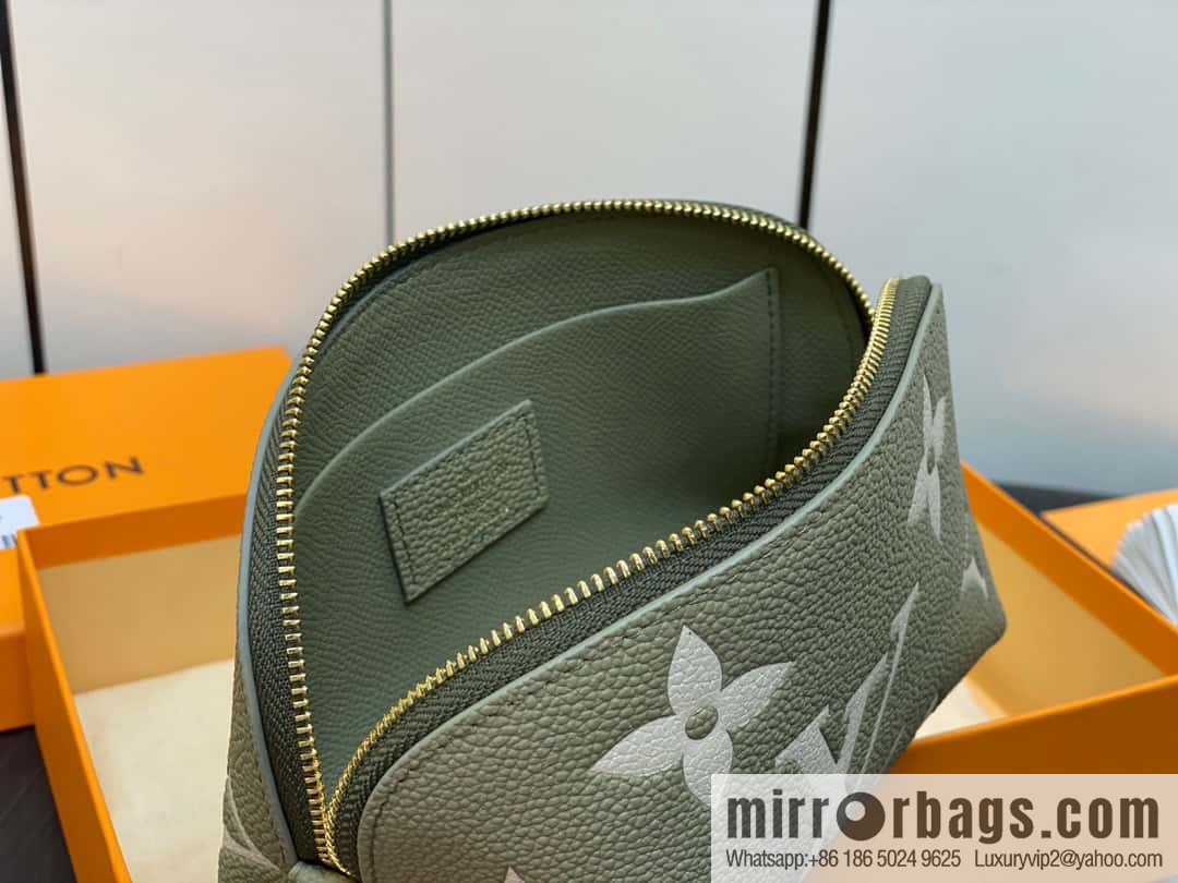 [Premium‑quality] M82493 grass green silk screen, full leather pouch clutch bag series By The Pool pouch