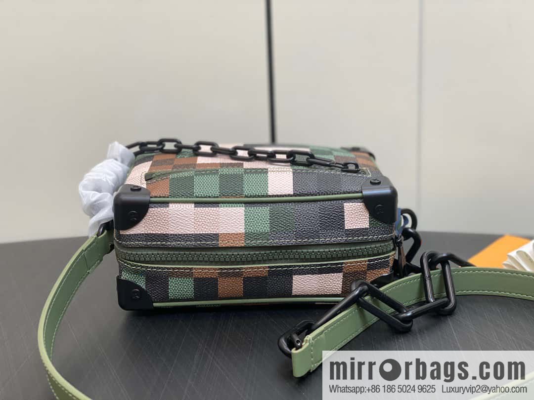[Boutique‑grade] M24581 camouflage plaid men's bag box bag series Virgil Abloh 2024 early spring Mini SOFT TRUNK chain bag, M44735