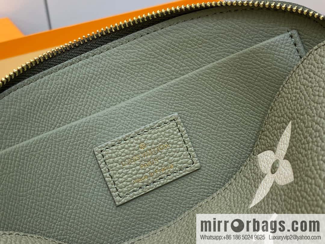 [Premium‑quality] M82493 grass green silk screen, full leather pouch clutch bag series By The Pool pouch