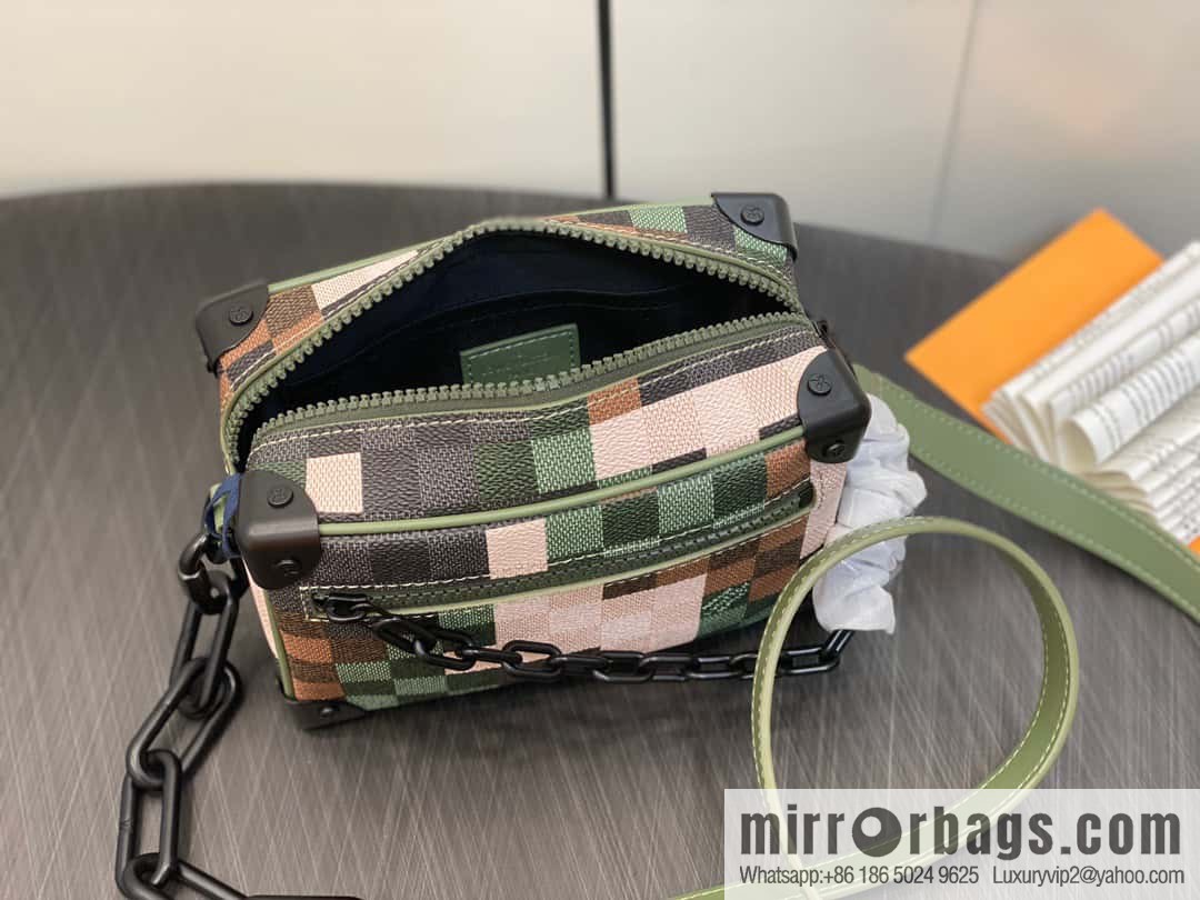 [Boutique‑grade] M24581 camouflage plaid men's bag box bag series Virgil Abloh 2024 early spring Mini SOFT TRUNK chain bag, M44735