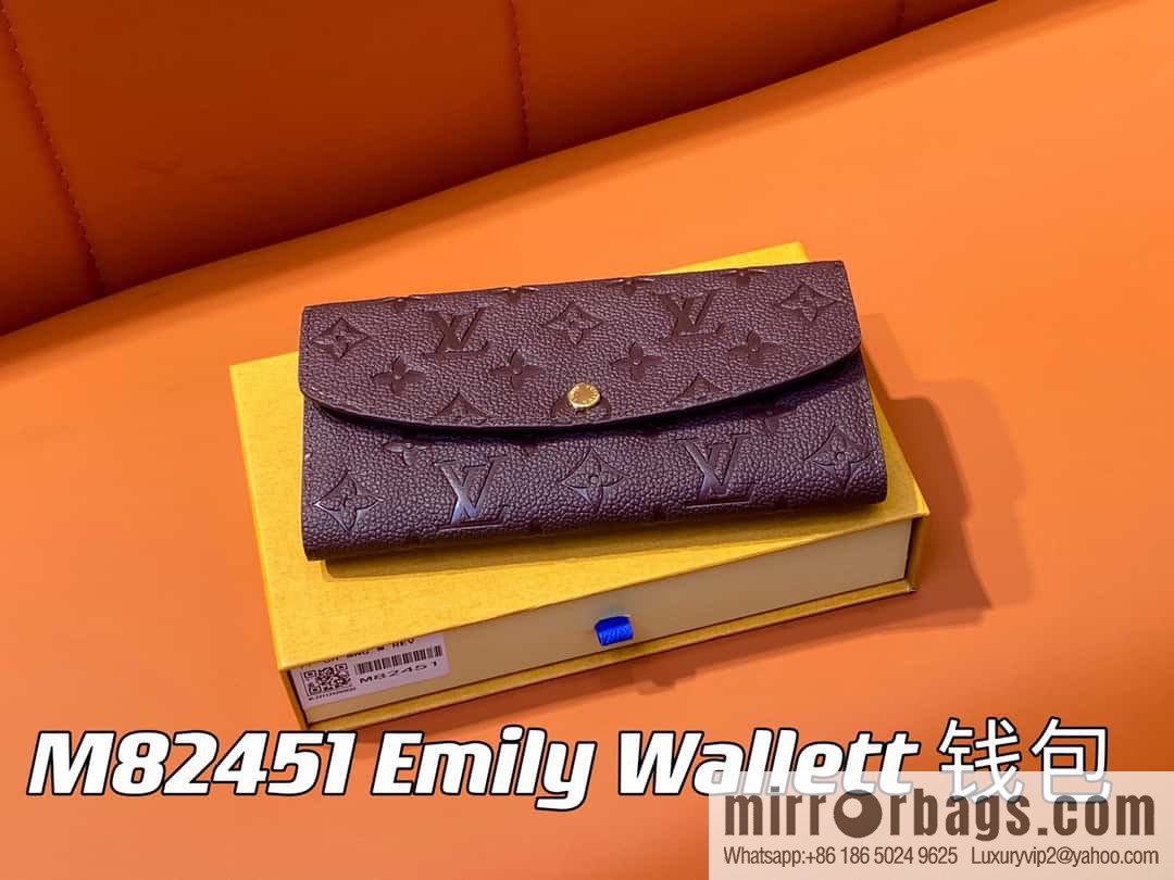 [Premium‑quality] M82451 fuchsia, full leather flip wallet series Emily Wallett wallet