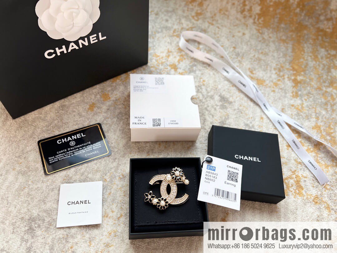 New Chanel double c camellia full diamond brooch