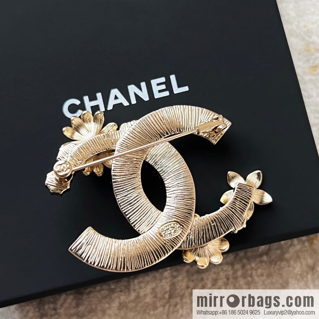 New Chanel double c camellia full diamond brooch