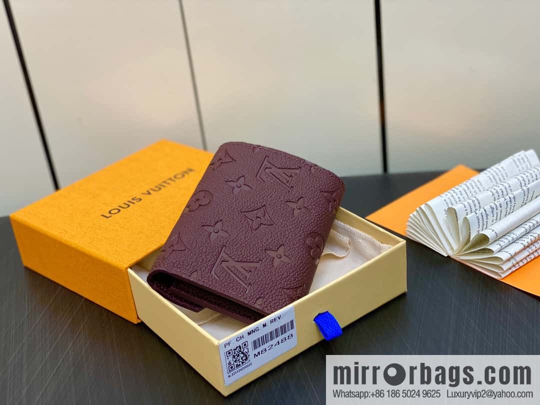 [Premium‑quality] M82488 fuchsia, full leather short tri-fold wallet series Victorine Wallett wallet