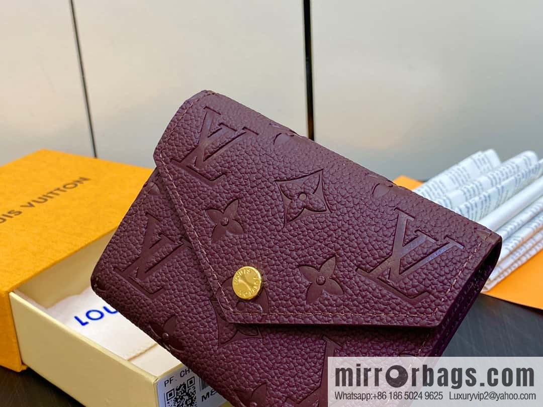 [Premium‑quality] M82488 fuchsia, full leather short tri-fold wallet series Victorine Wallett wallet
