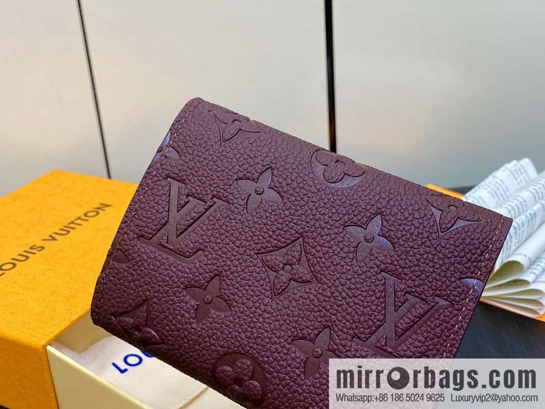 [Premium‑quality] M82488 fuchsia, full leather short tri-fold wallet series Victorine Wallett wallet