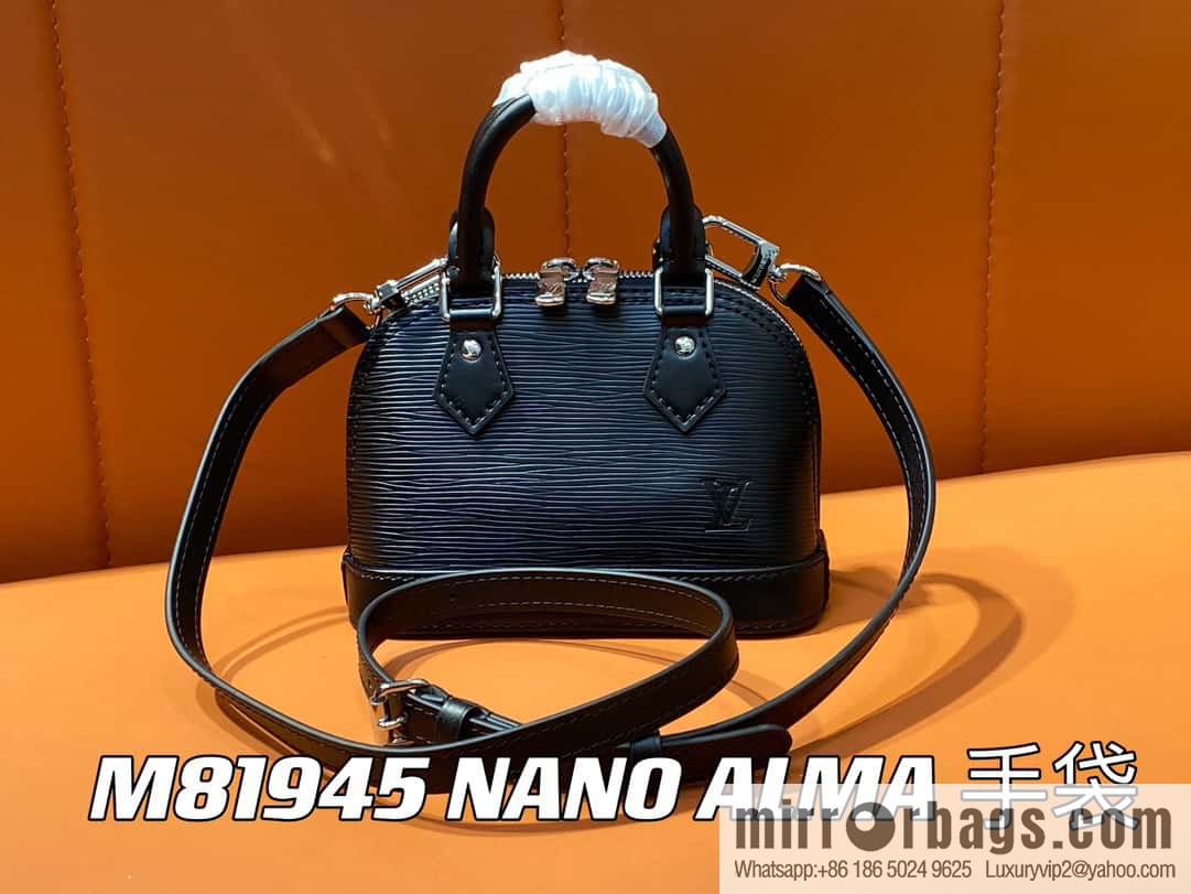 [Premium‑quality] M81945 black epi shell bag series NANO ALMA handbag M82411 Nano Alma handbag