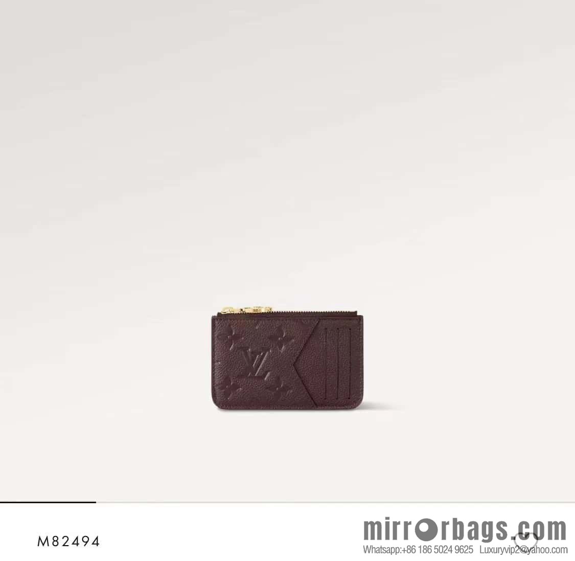 [Premium‑quality] M82494 fuchsia full leather embossed card holder wallet series Romy business card holder