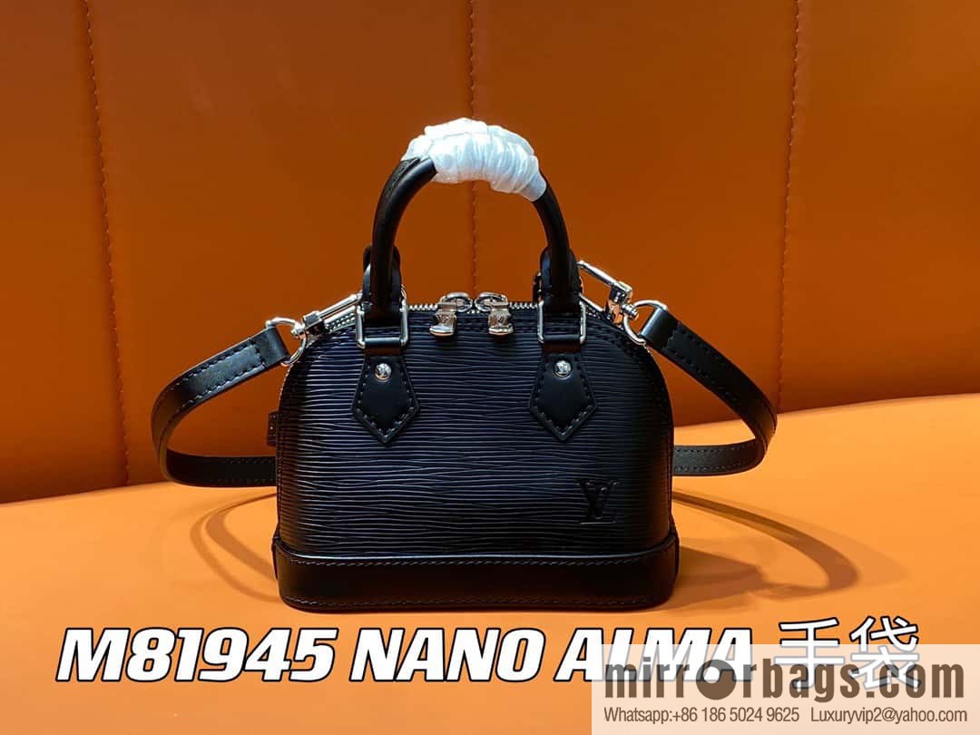 [Premium‑quality] M81945 black epi shell bag series NANO ALMA handbag M82411 Nano Alma handbag