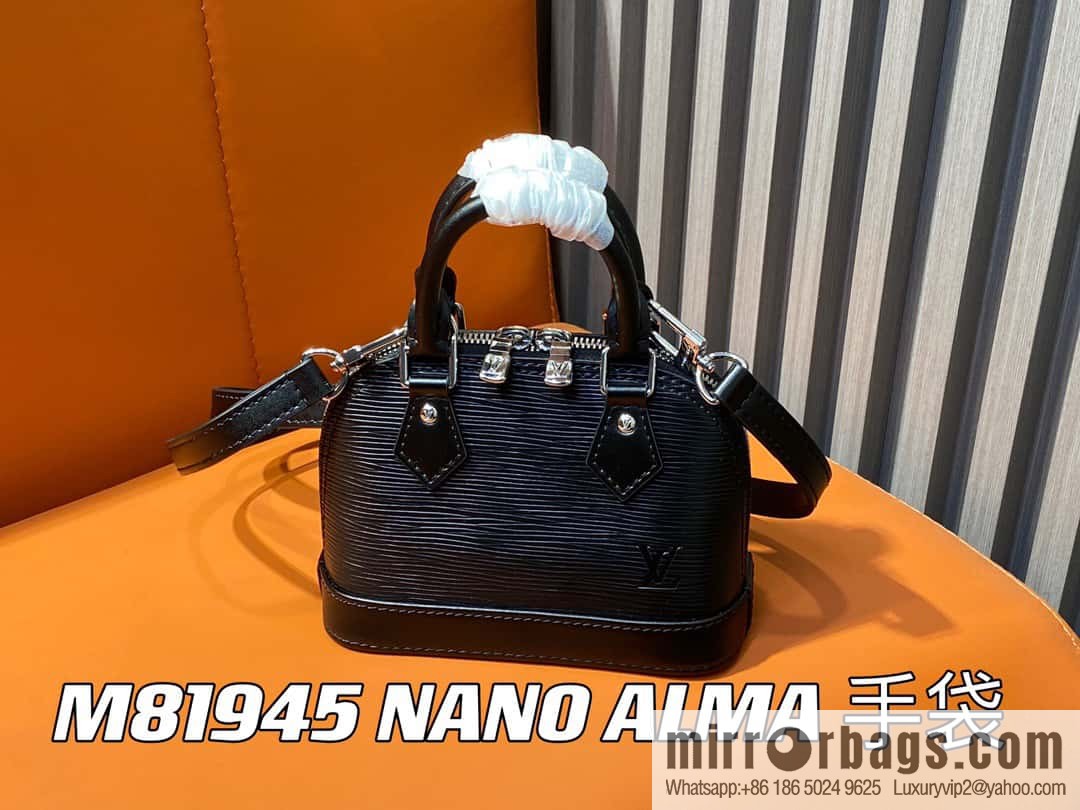 [Premium‑quality] M81945 black epi shell bag series NANO ALMA handbag M82411 Nano Alma handbag